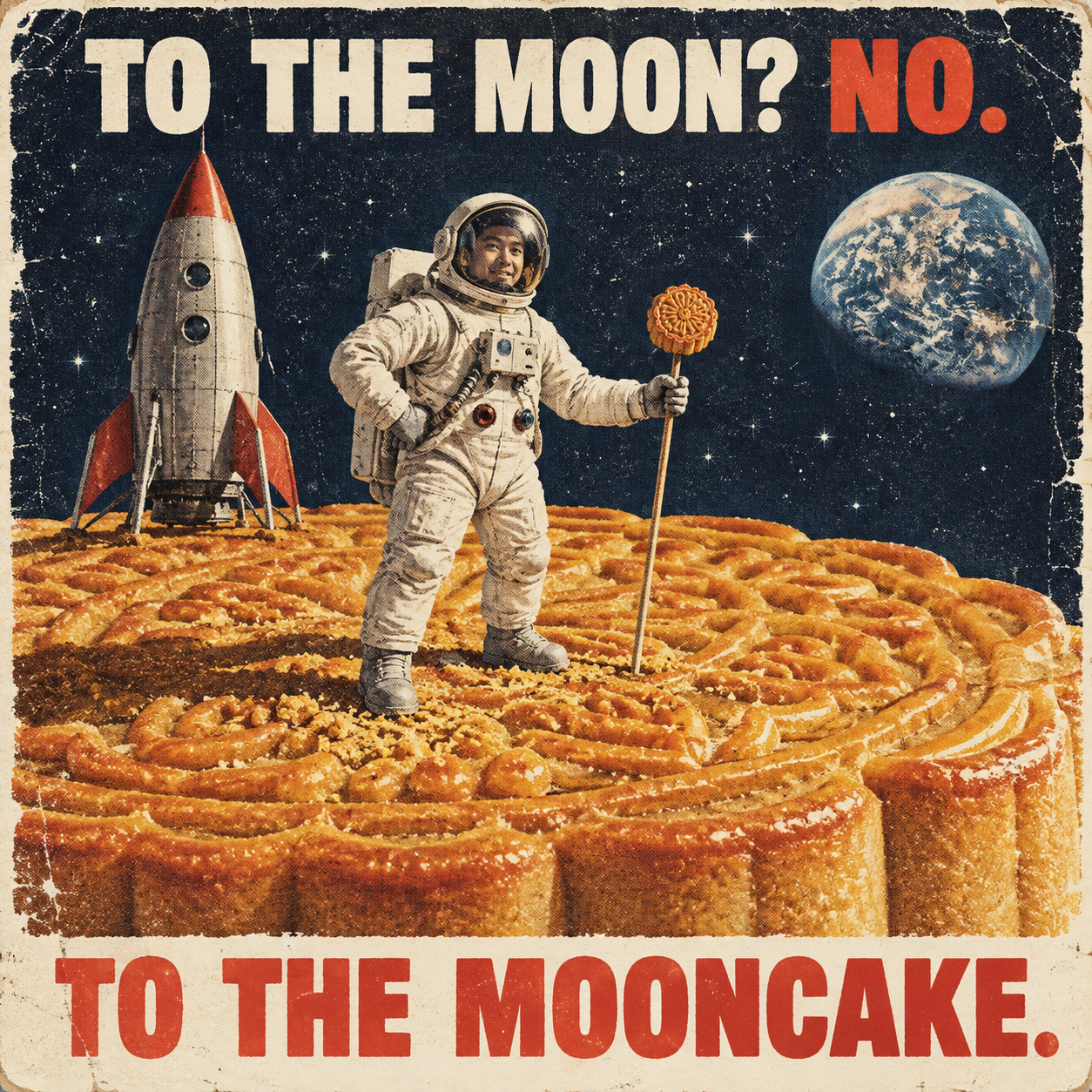 To the moon? No. To the mooncake.
